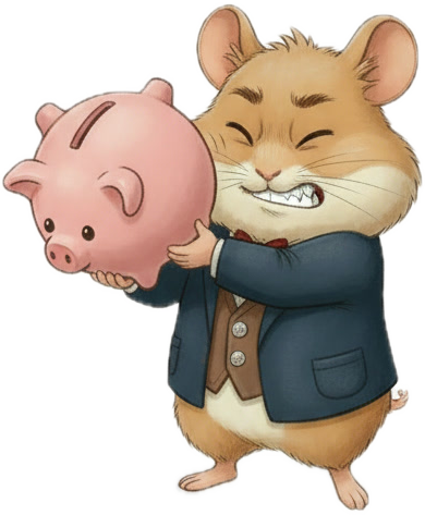 Simon the hamster: sad empty piggybank